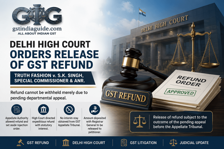 Truth Fashion v. S.K. Singh, Special Commissioner – Delhi High Court Orders Release of GST Refund