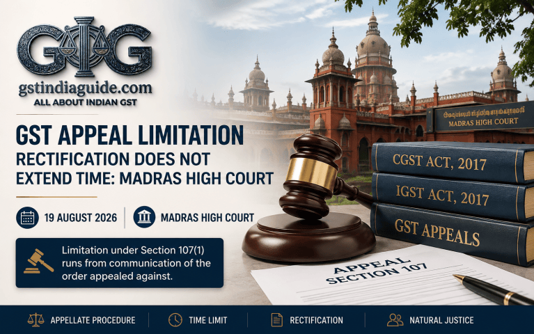 Madras High Court: Rectification Application Does Not Automatically Extend GST Appeal Limitation