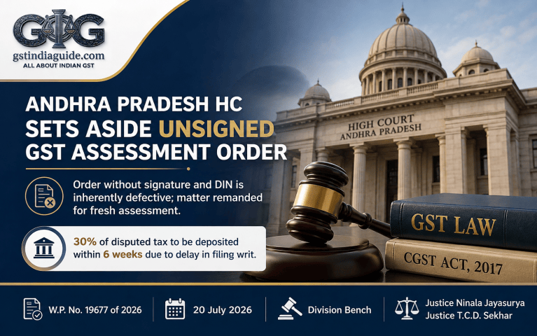 Andhra Pradesh HC Sets Aside Unsigned GST Assessment Order; 30% Deposit Directed for Delayed Writ