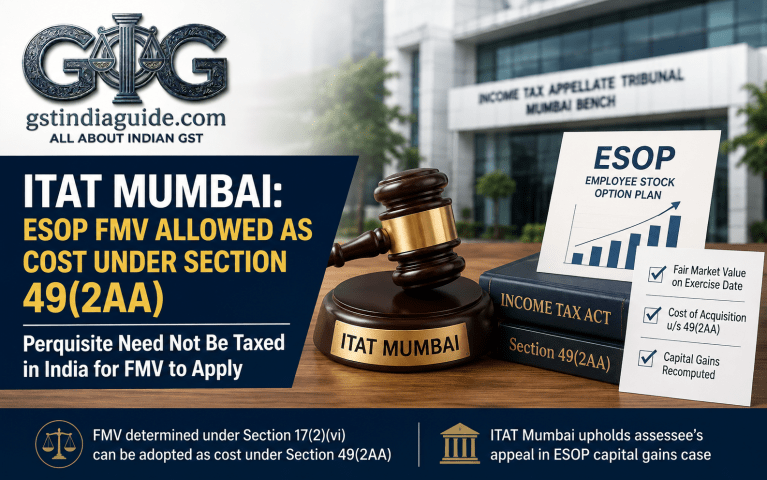 ITAT Mumbai Allows ESOP Fair Market Value as Cost of Acquisition Under Section 49(2AA)