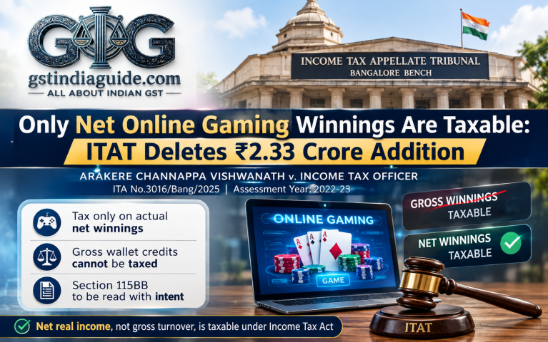 Only Net Online Gaming Winnings Are Taxable: ITAT Deletes ₹2.33 Crore Addition