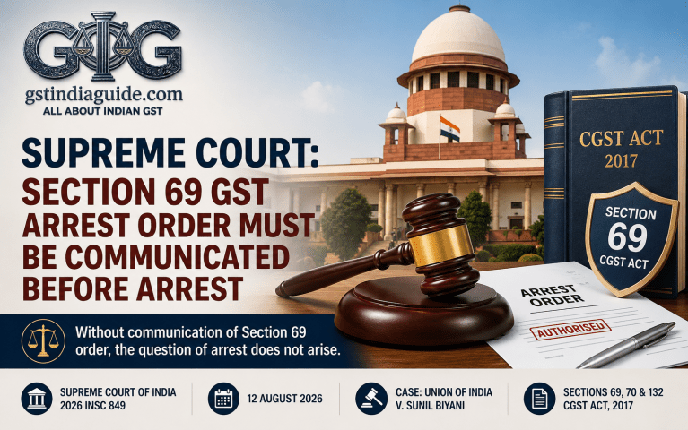 Supreme Court: Section 69 GST Arrest Order Must Be Communicated Before Arrest