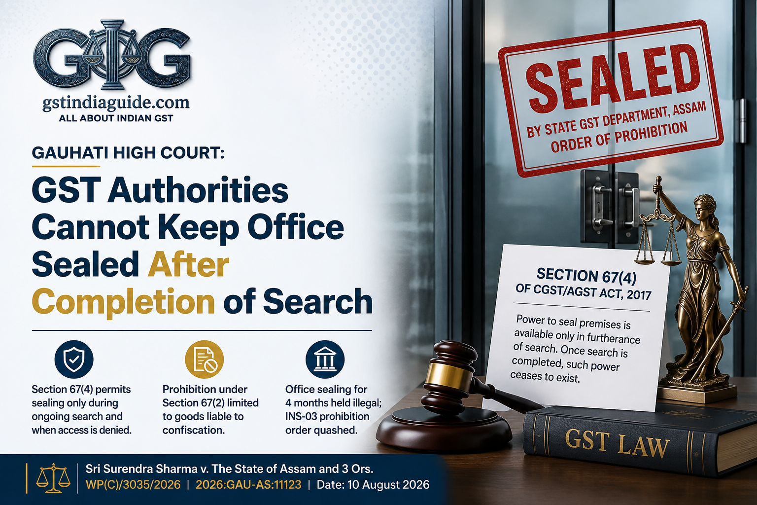Gauhati High Court: GST Authorities Cannot Keep Office Premises Sealed After Completion of Search