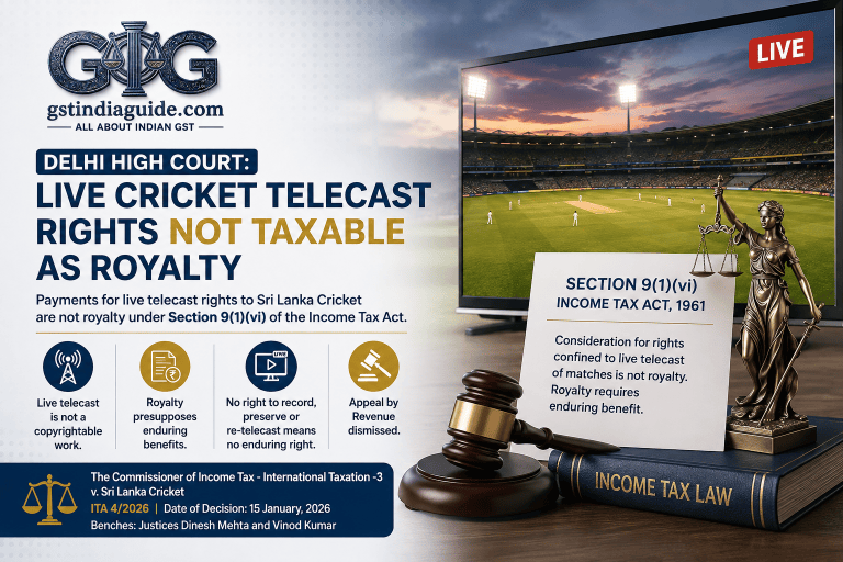 Delhi High Court: Payments for Live Cricket Telecast Rights Are Not Royalty