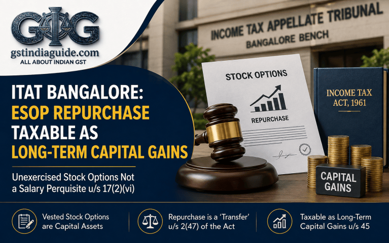 ITAT Bangalore: Repurchase of Unexercised Stock Options Taxable as Long-Term Capital Gains