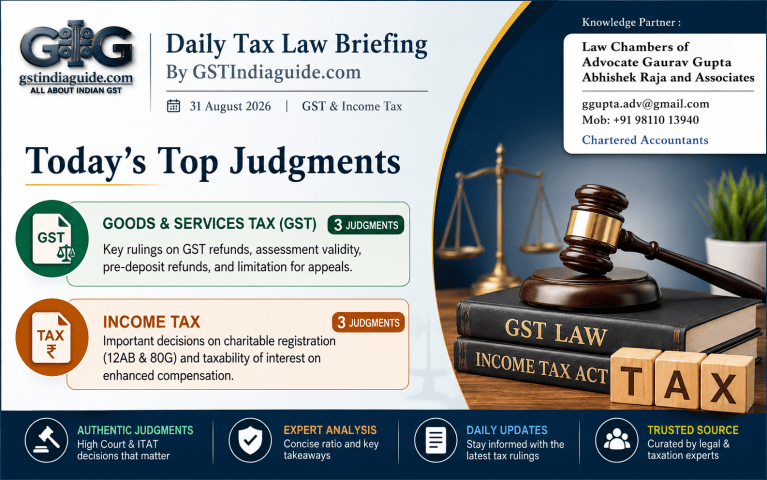 Daily Tax Law Briefing – GST & Income Tax | 31 August 2026