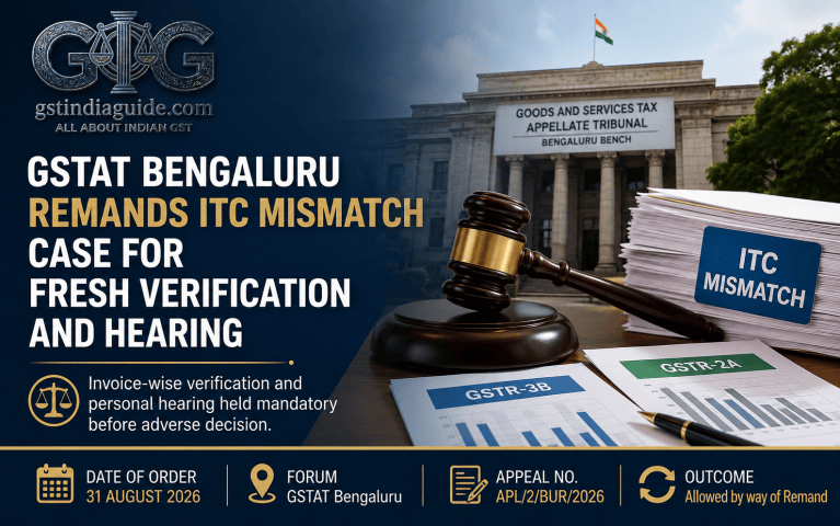 GSTAT Bengaluru Remands GSTR-2A ITC Mismatch Case for Invoice-Wise Verification and Fresh Hearing