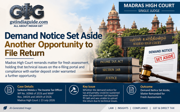 Madras High Court Sets Aside Demand Notice; Grants Fresh Opportunity to File Return