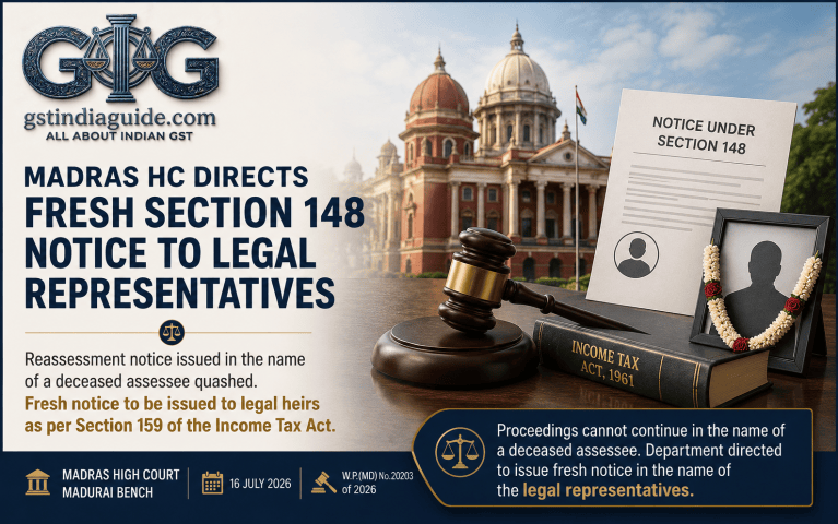 Madras HC Directs Fresh Section 148 Notice in Name of Legal Representatives