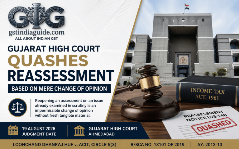 Gujarat High Court Quashes Reassessment Based on Mere Change of Opinion